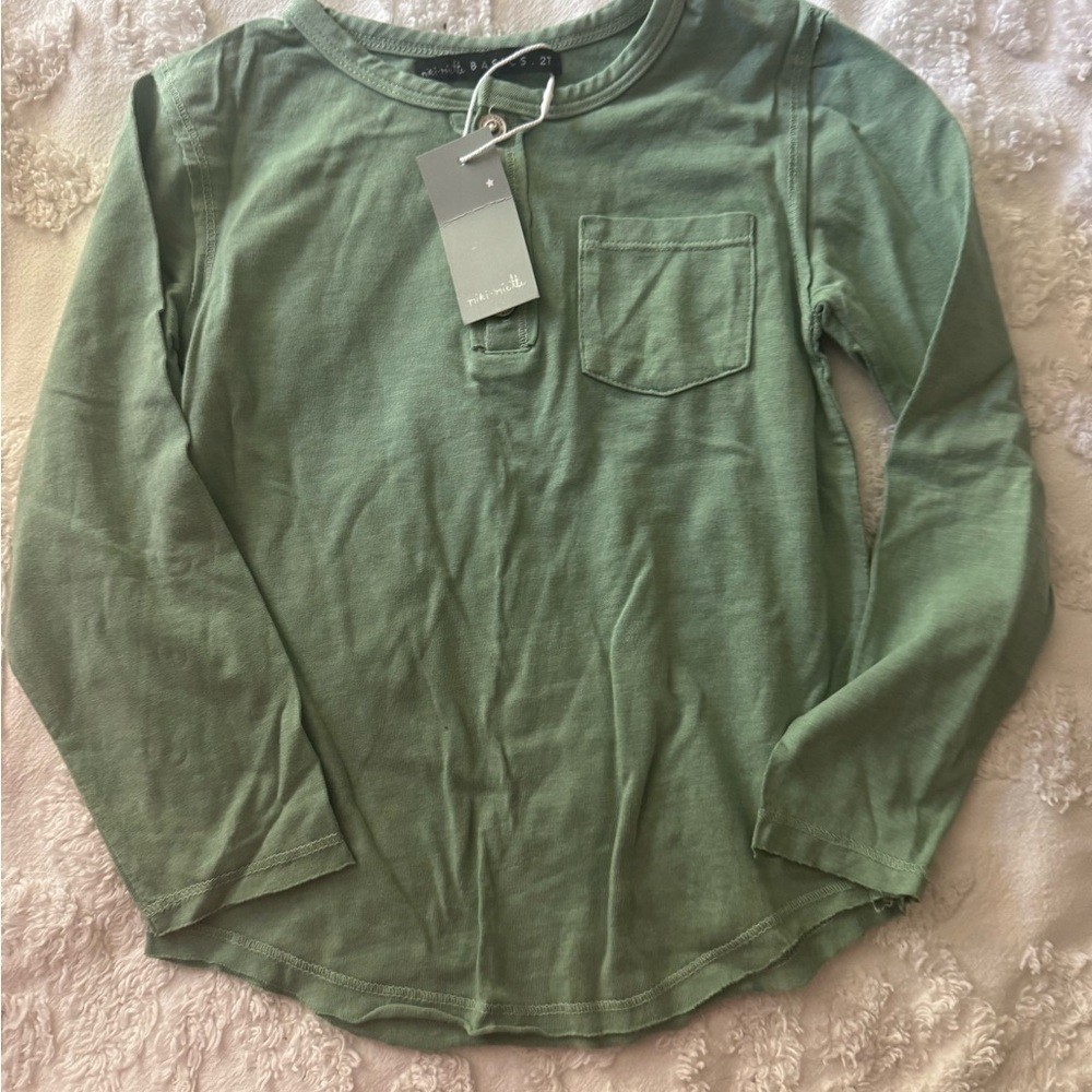 Kids Miki Miette Long Sleeve Top Tee Green 2T NWT